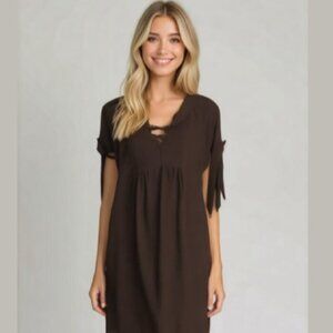 SPENSE Brown Short Sleeve Dress 8 medium